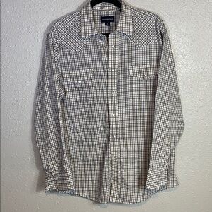 Panhandle Slim Men’s Western Pearl Snap Shirt – Plaid Long Sleeve Size 16 / 35